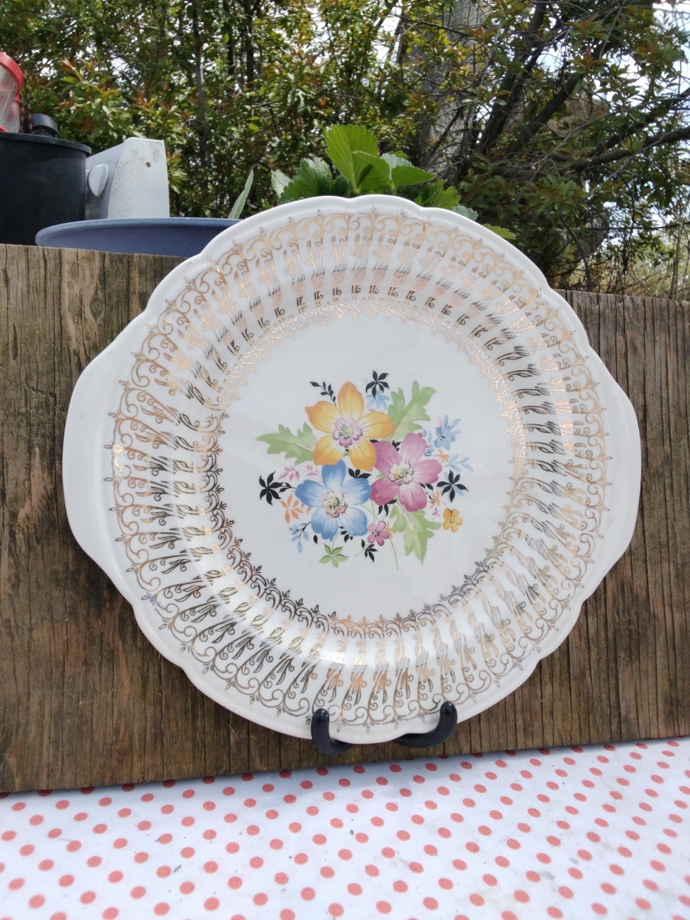 Floral Gold-Trim Decorative Serving Platter